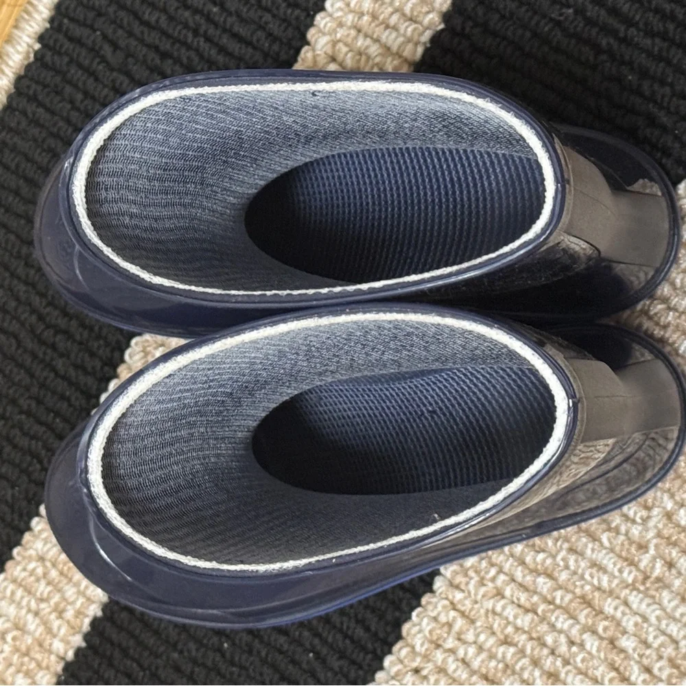 Kids Navy Blue Rain Boots with Blue Soles